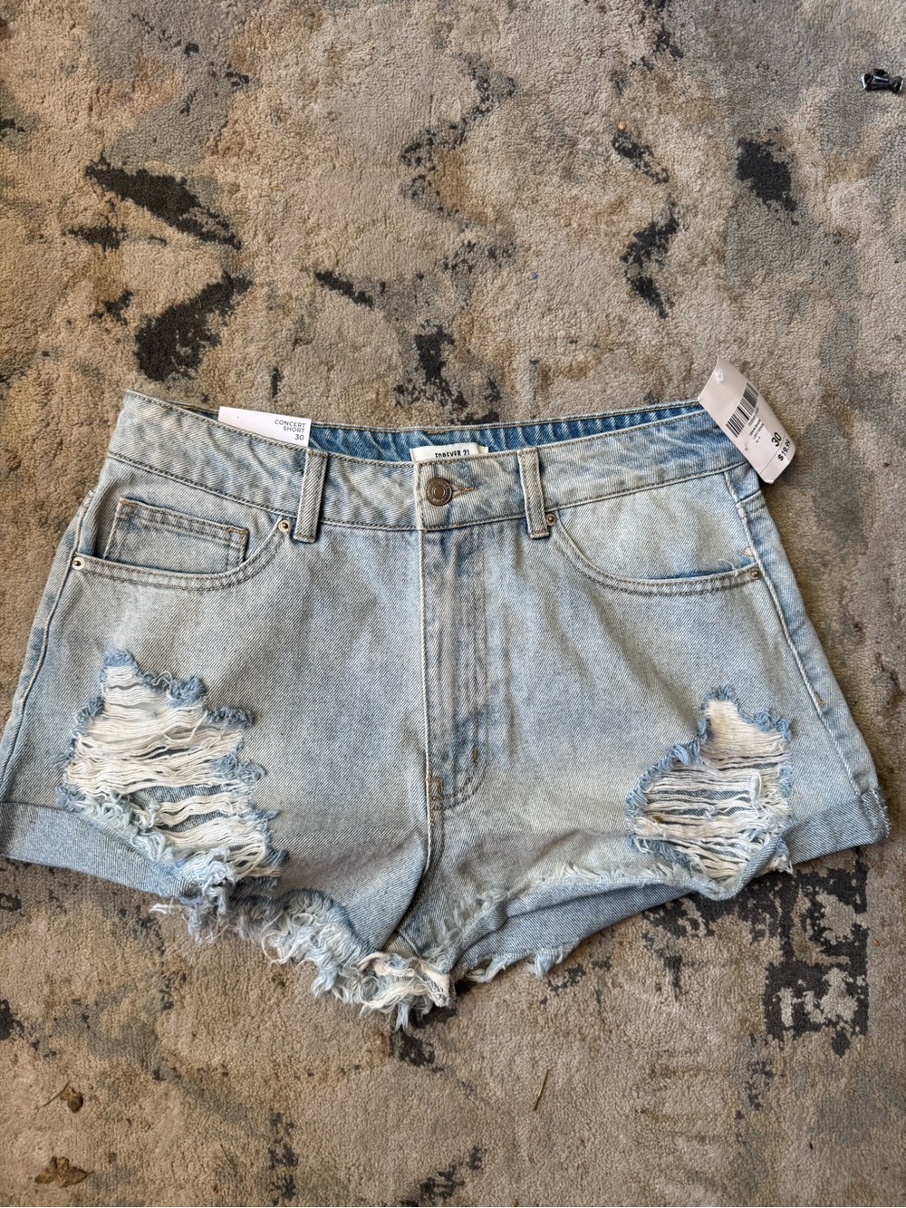 Forever 21 Light Blue Distressed Denim Shorts
